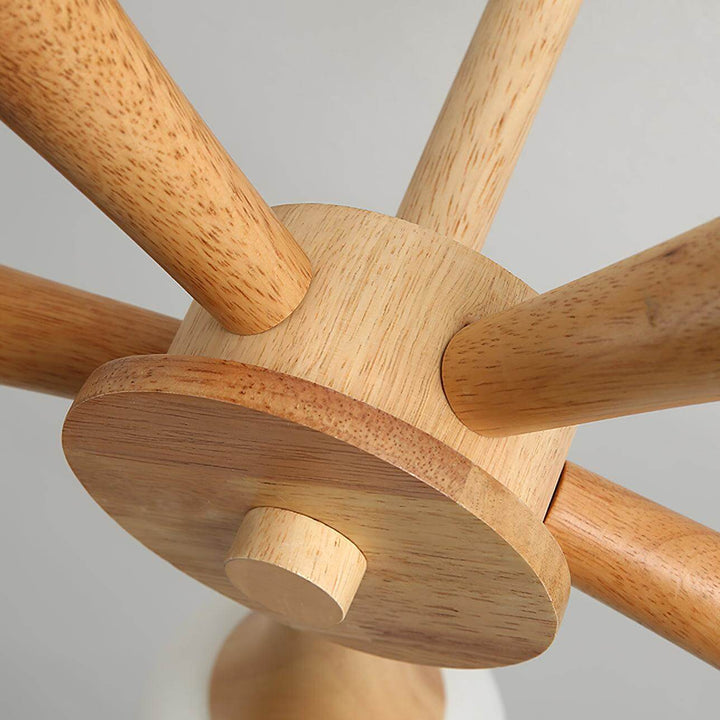 Wooden Chandelier with Glass Accents