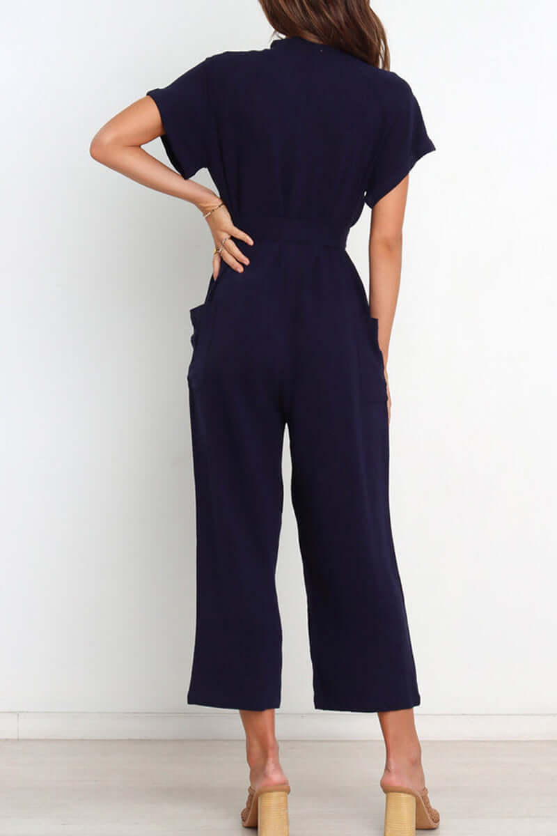 Women's V-Neck Button-Down Jumpsuit