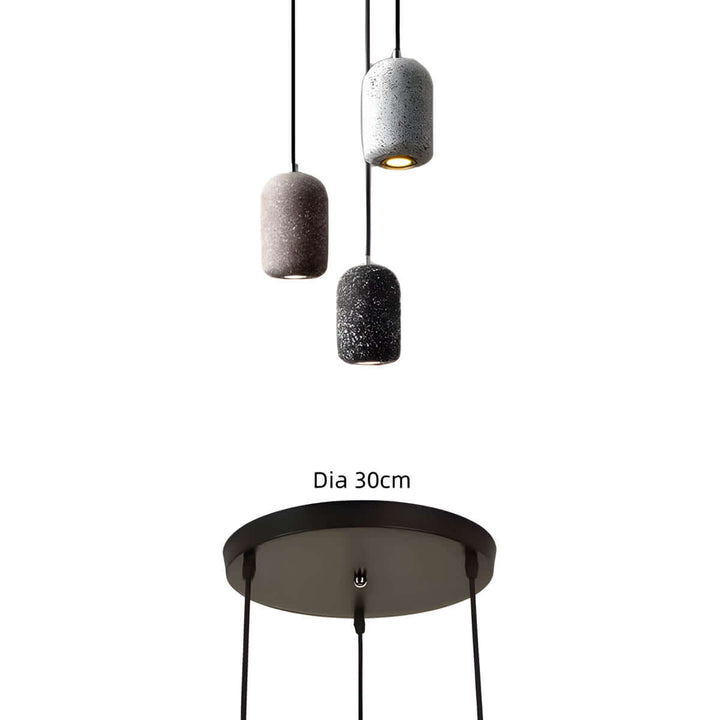 Modern Industrial Pendant Light Fixture, Cement, Glass, Dia 16cm