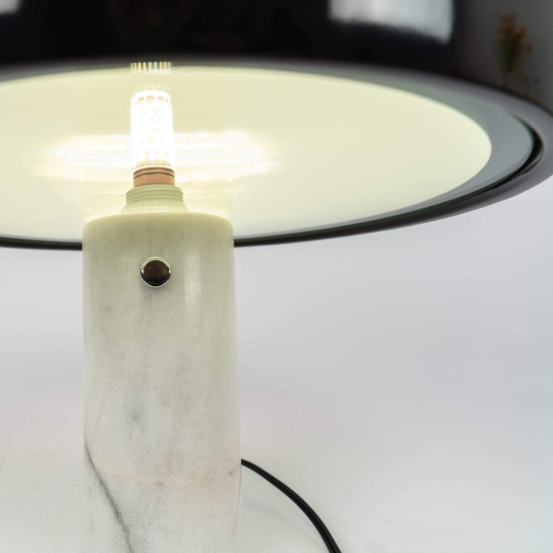 Carrara Marble Table Lamp with Glazed Metal Reflector