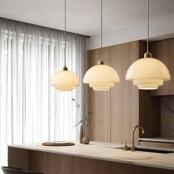 Modern White Glass Pendant Light Fixture