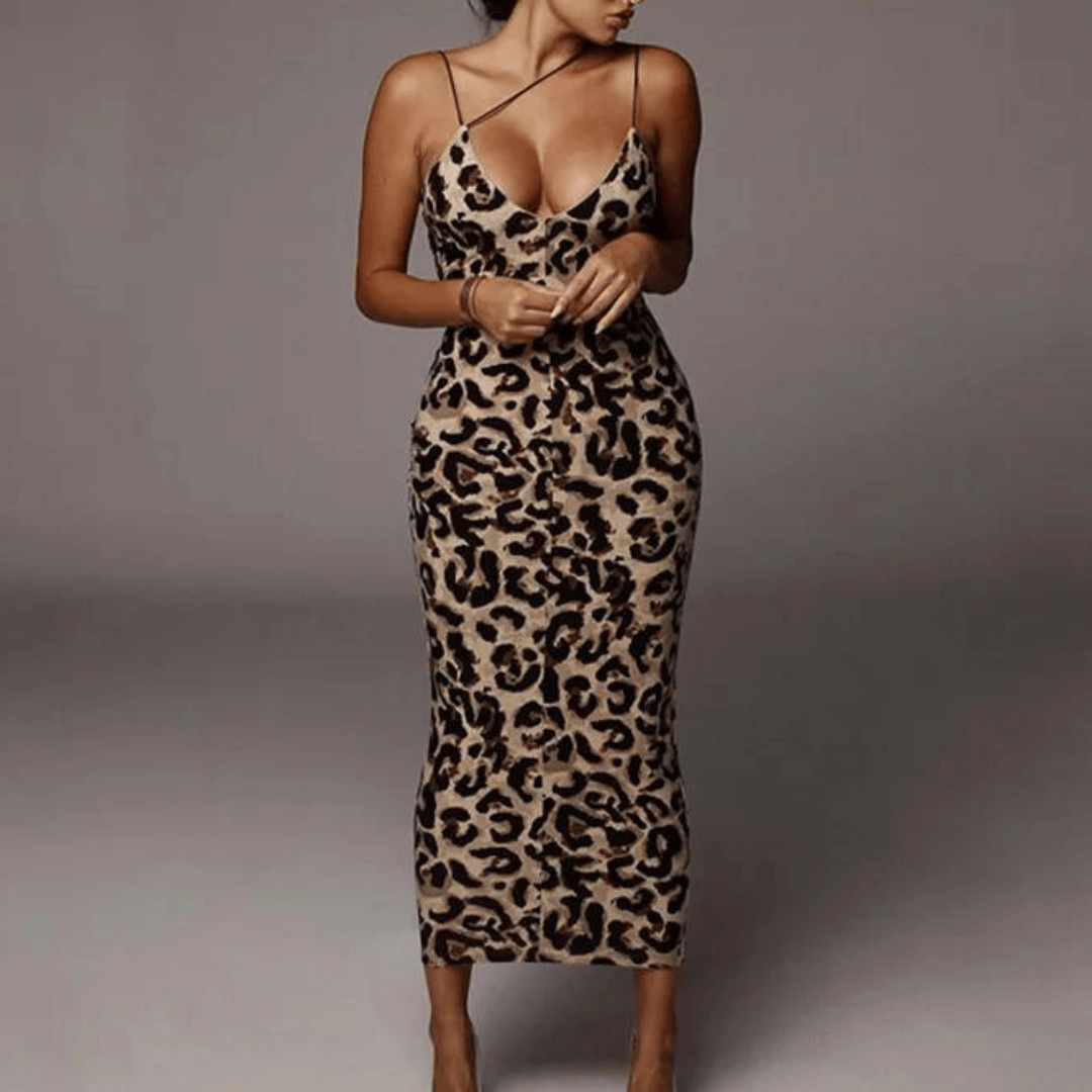 Women's Snake & Leopard Print Midi Dress