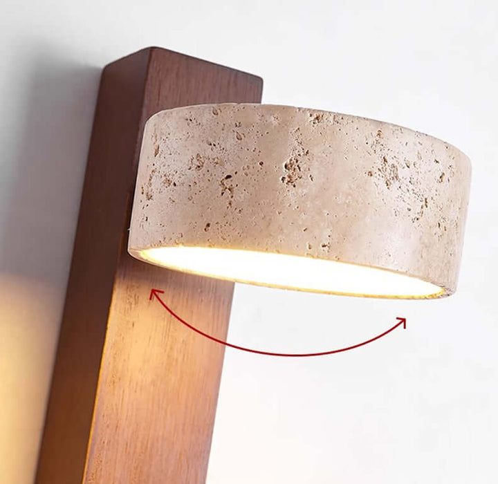 Rotatable Stone & Wood LED Wall Lamp