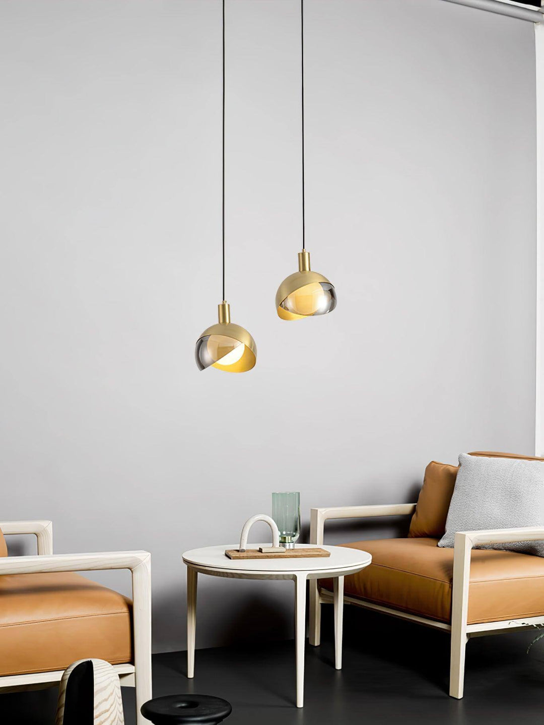 Adjustable Metal Pendant Light with Glass Shade