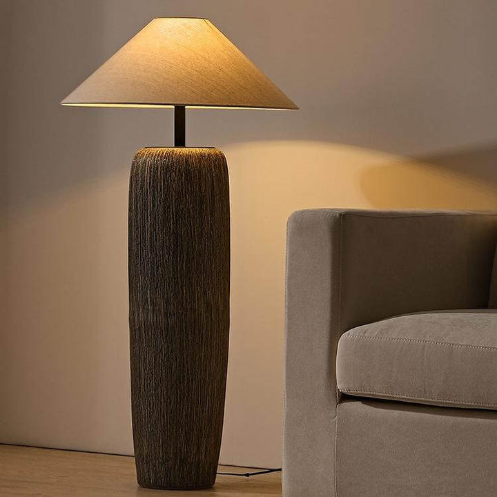 Rustic Wood Floor Lamp with Metal Accents