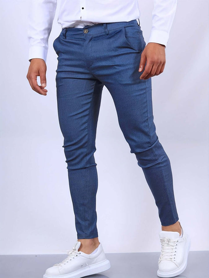 Men's Slim Fit Tailored Trousers with Pockets