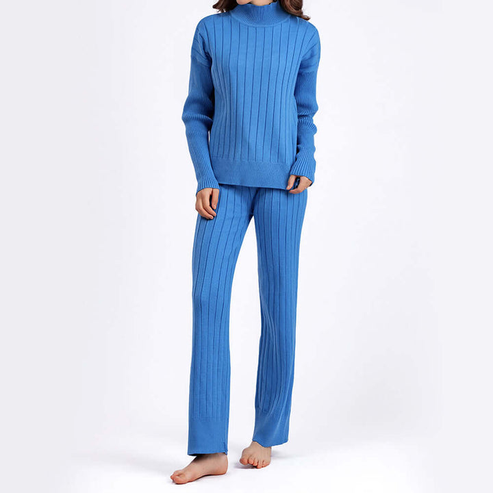 Women's Ribbed Knitted Two-Piece Lounge Set