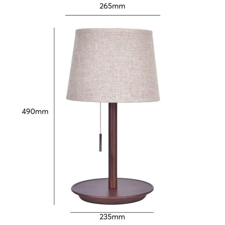Nordic Walnut Wood Table Lamp with Fabric Shade