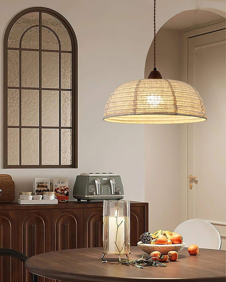Wood & Fabric Pendant Lamp