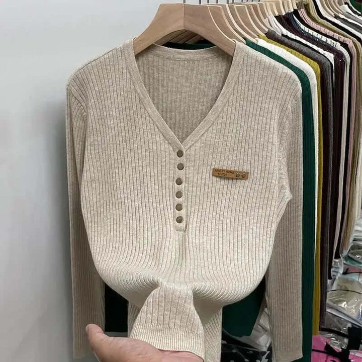 Women's V-Neck Knitted Jumper