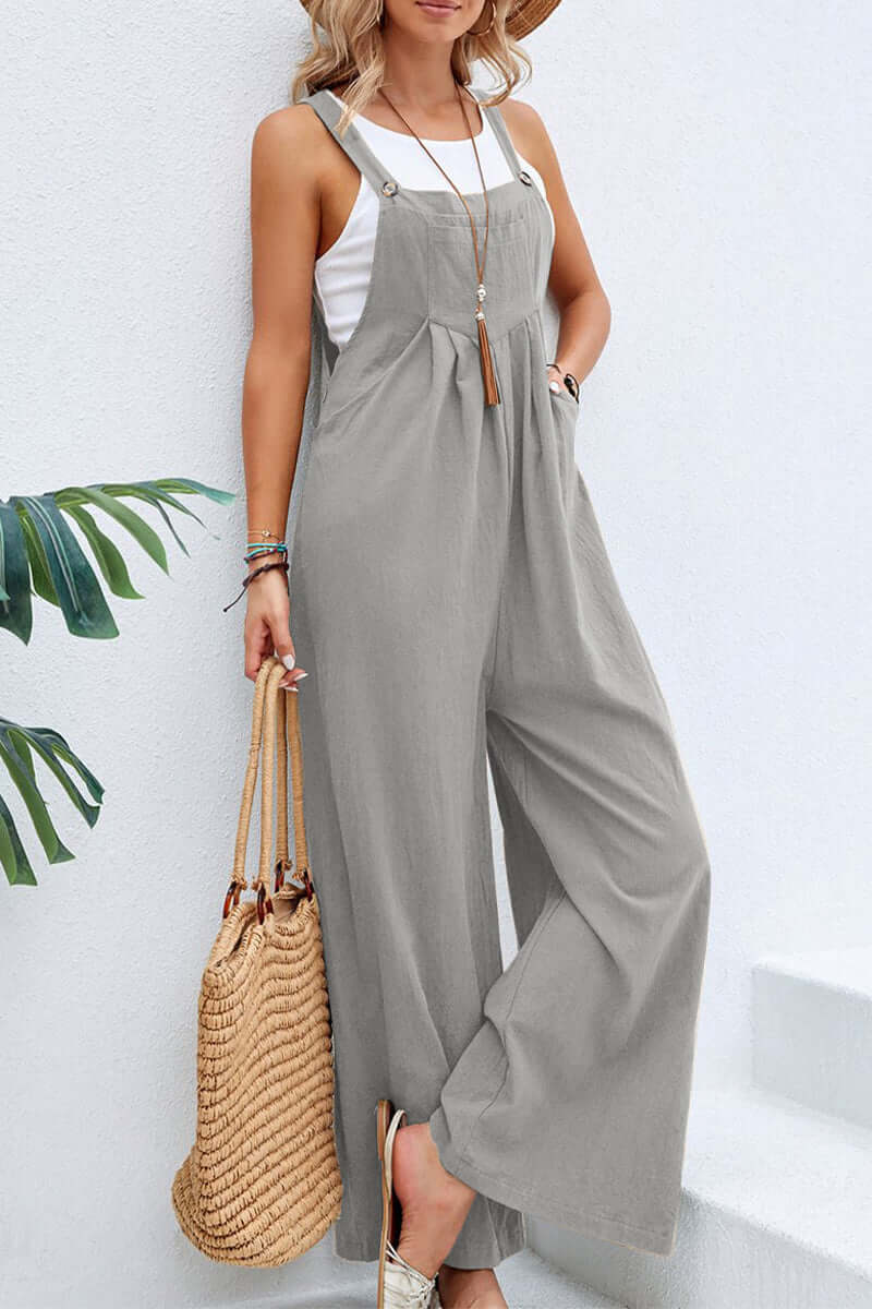 Women's Wide Neck Spaghetti Strap Jumpsuit