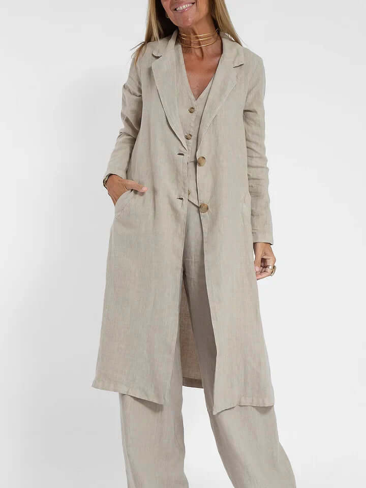 Women's Linen Two-Piece Vest Set