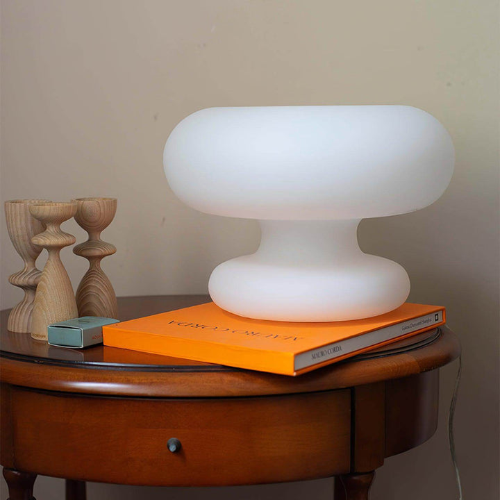 Modern Round Table Lamp with Metal Accent
