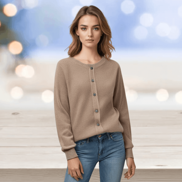 Women's Cashmere Cardigan with V-Neck