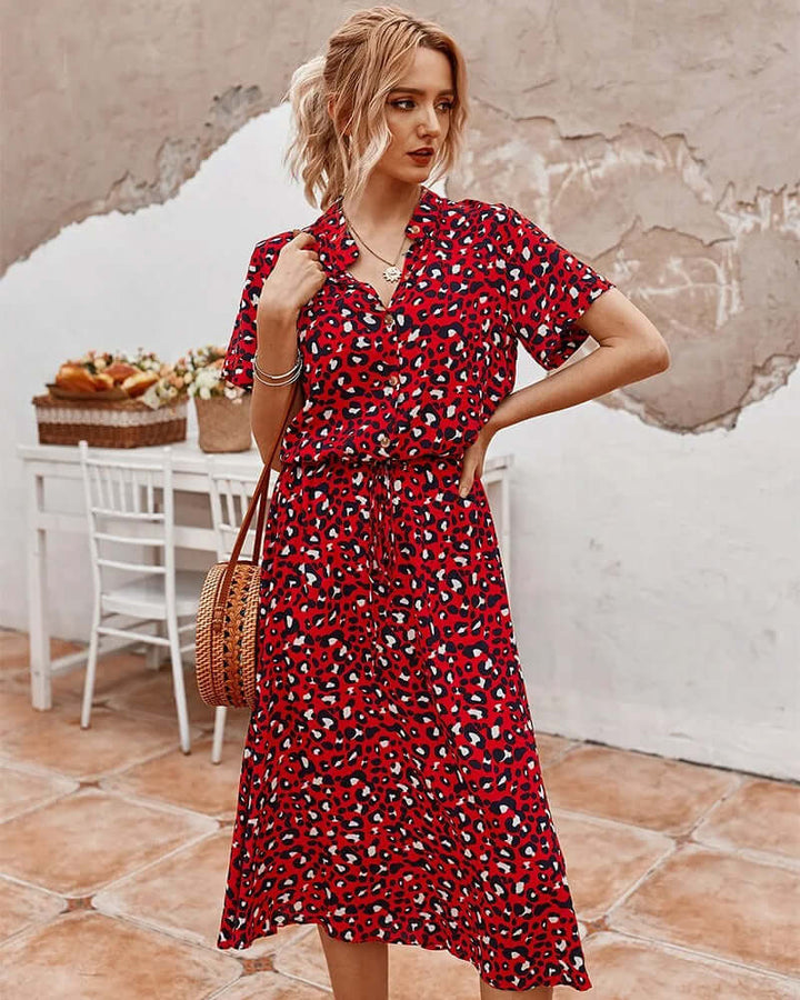 Vintage Midi Dress with Elbow Sleeves