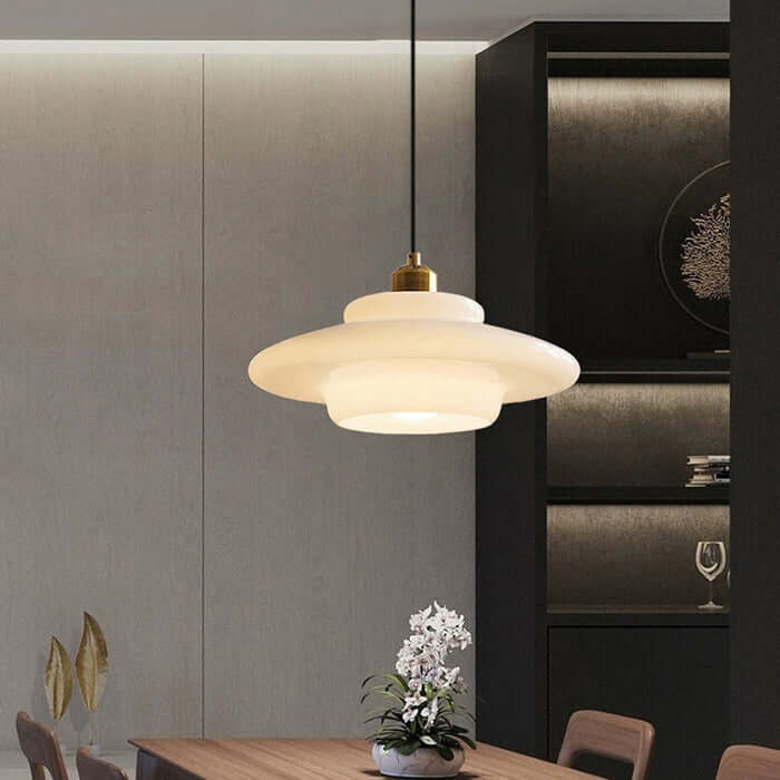 Modern White Glass Pendant Light Fixture