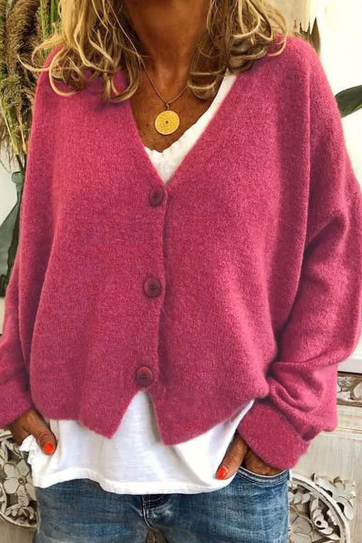 Knitted Patchwork V-Neck Women's Cardigan