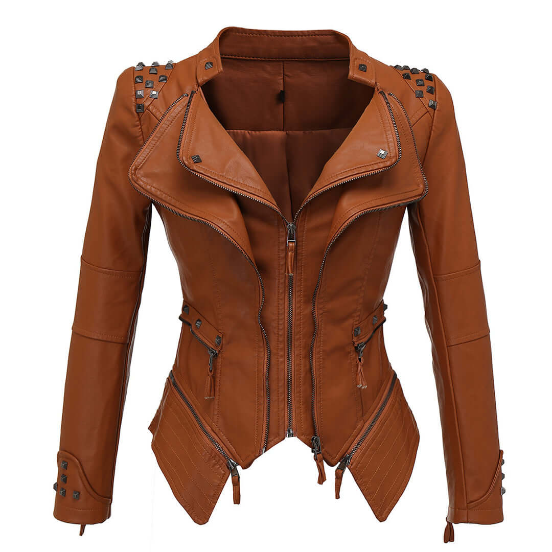 Women's Fitted Studded Biker Jacket