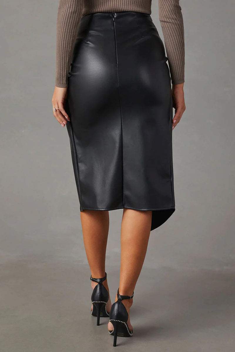 High-Waisted Pencil Skirt with Ruching