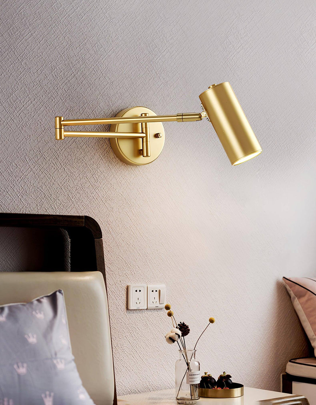 Adjustable Metal Swing Arm Wall Lamp with Integrated LED