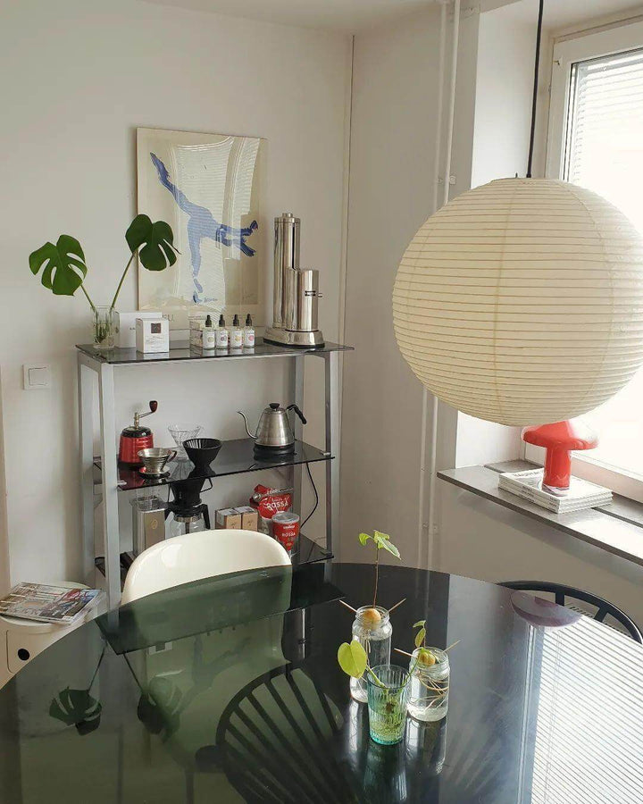 Japanese Cotton Paper Pendant Lamp with Steel Wire