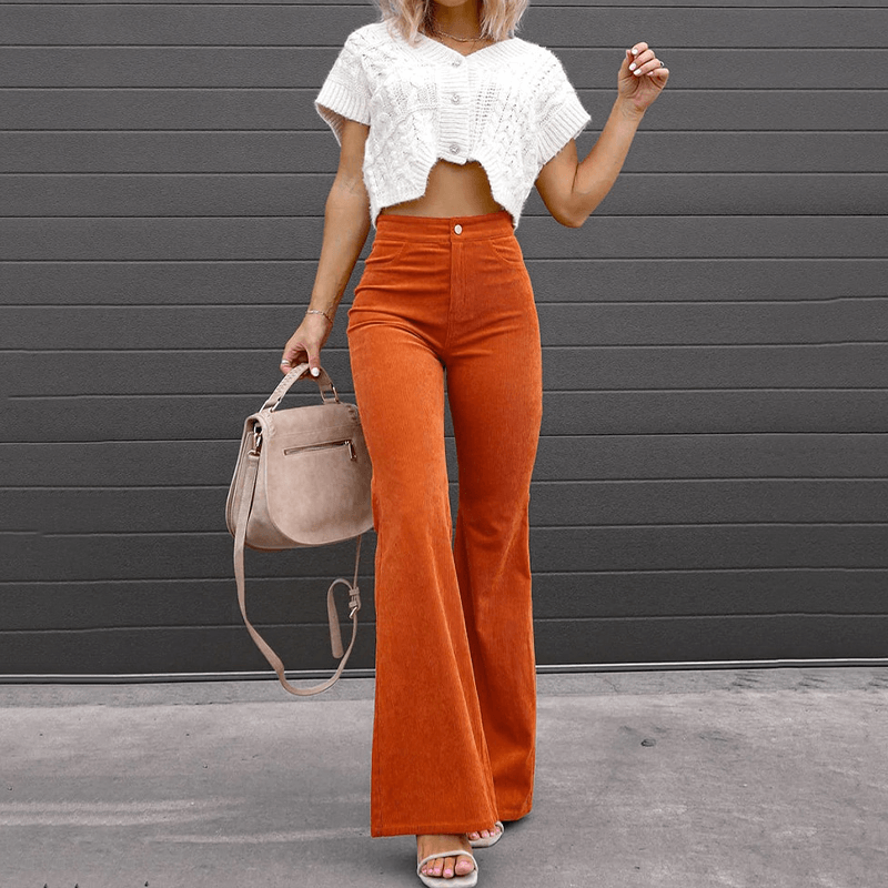 Women's High-Waisted Flared Trousers