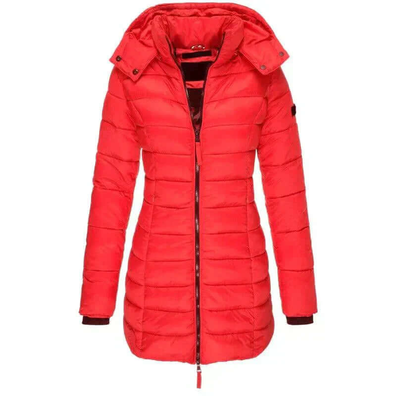 Women's Long Winter Puffer Jacket with Hood