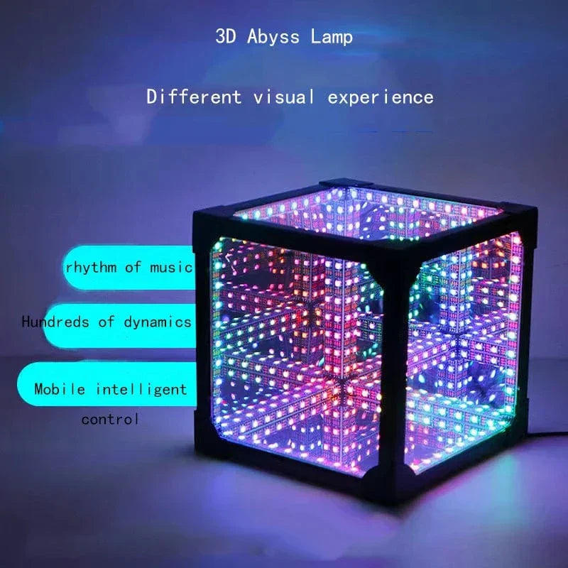 3D Cube Abyss Light with RGB LED, features a compact, vibrant infinity cube design, perfect for mood and gaming setups.
