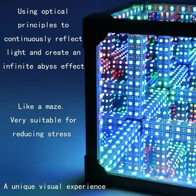3D Cube Abyss Light with RGB LED, features a compact, vibrant infinity cube design, perfect for mood and gaming setups.