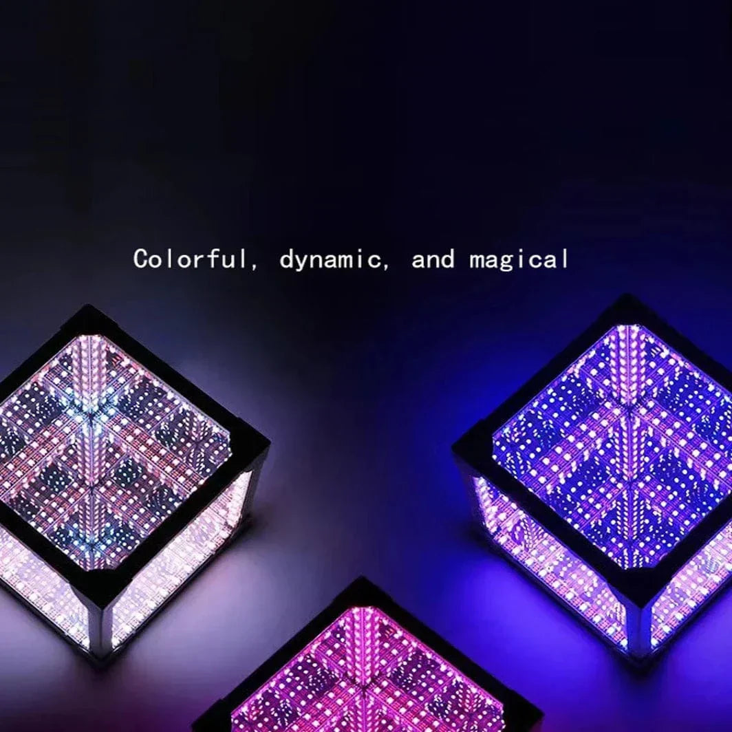 3D Cube Abyss Light with RGB LED, features a compact, vibrant infinity cube design, perfect for mood and gaming setups.