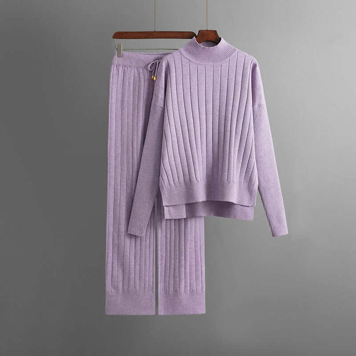 Women's Ribbed Knitted Two-Piece Lounge Set