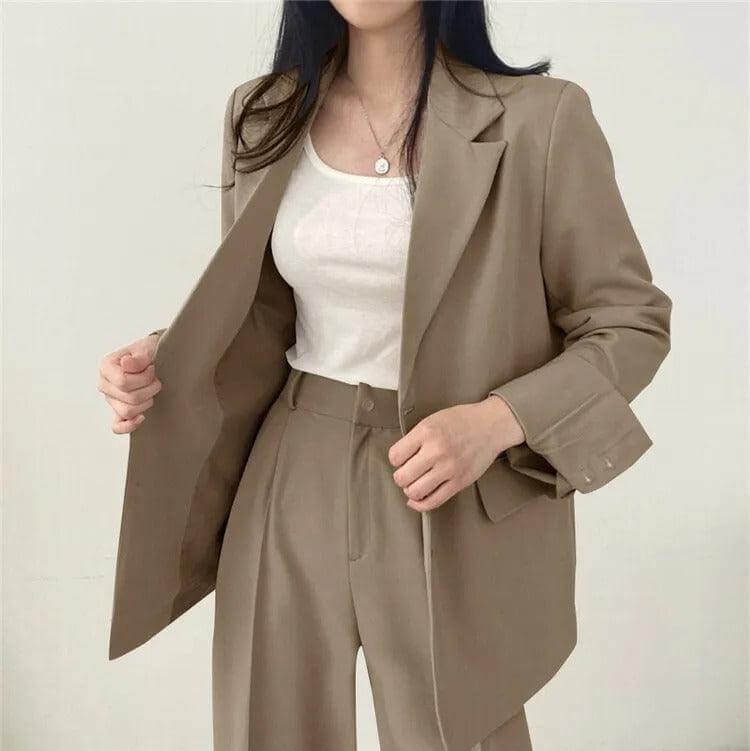 Women's Tailored Blazer and Straight-Leg Pants Set