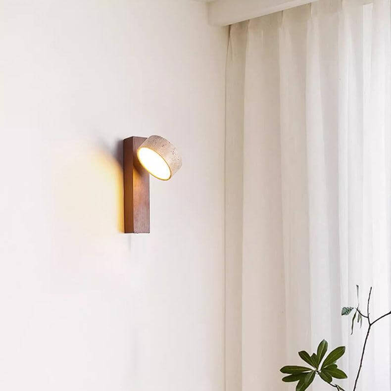 Rotatable Stone & Wood LED Wall Lamp