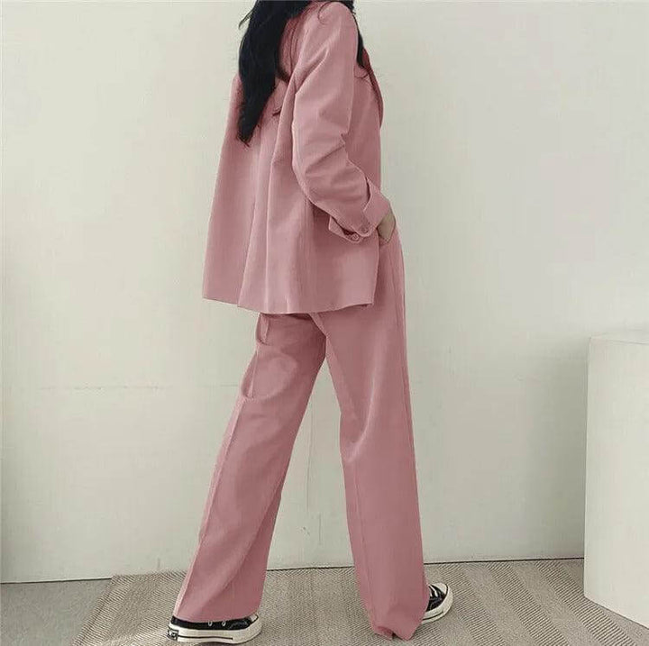 Women's Tailored Blazer and Straight-Leg Pants Set