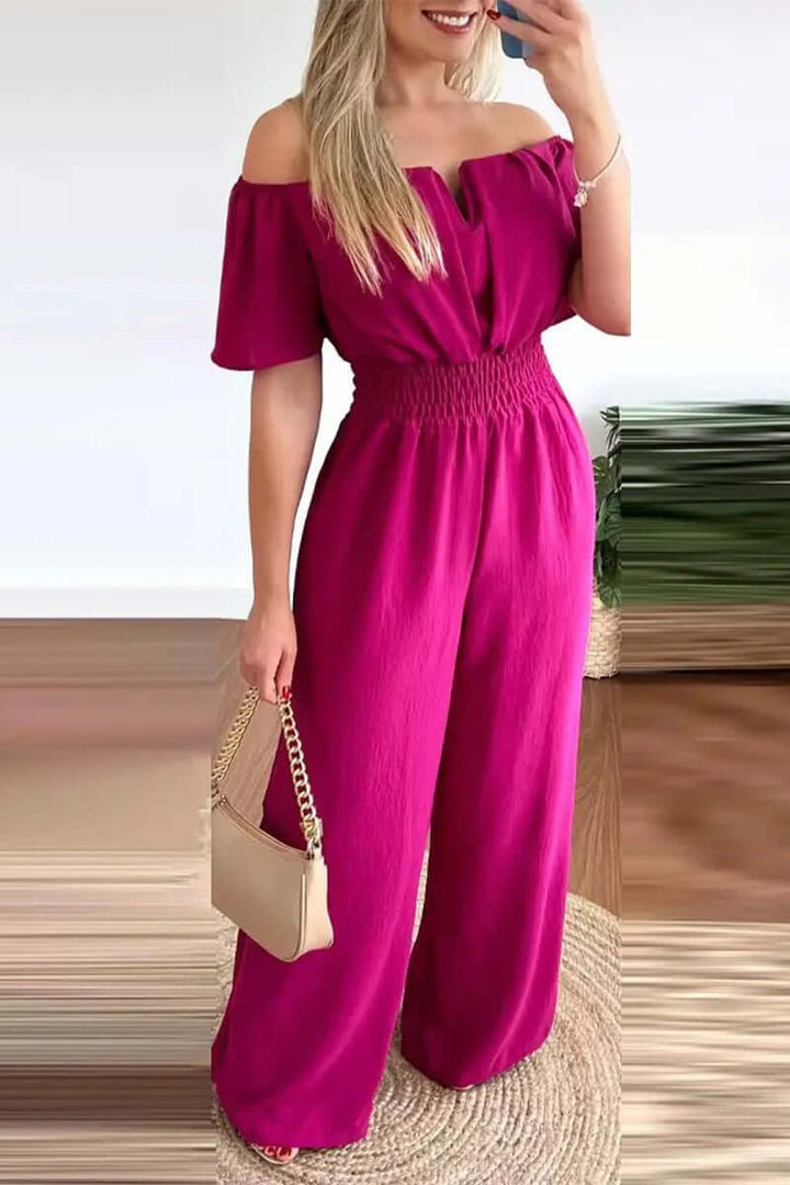 Women's Off-Shoulder Short Sleeve Jumpsuit