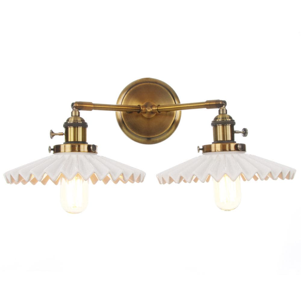 Antique Gold Double Head Ceramic Wall Sconce