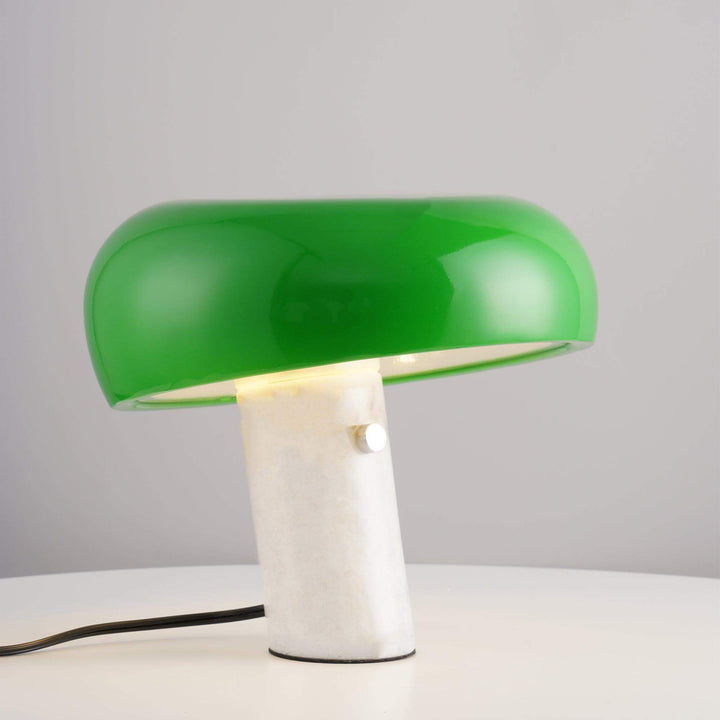 Carrara Marble Table Lamp with Glazed Metal Reflector