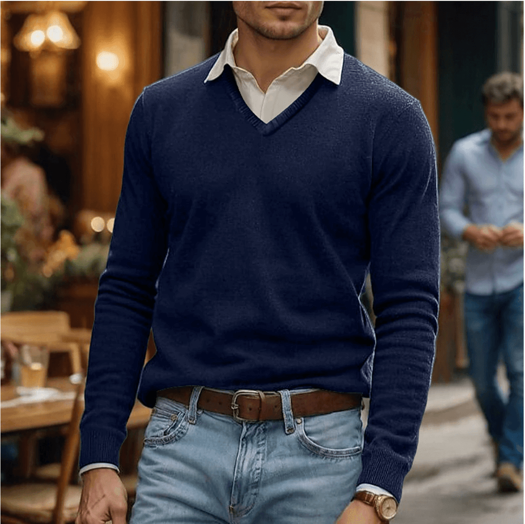 Soft Cotton Blend V-Neck Sweater