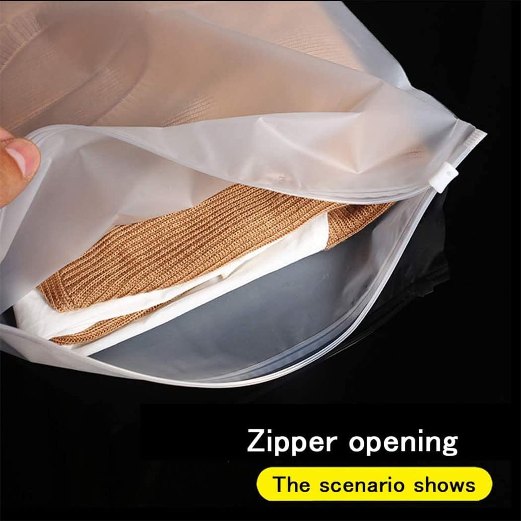 Durable, multi-purpose frosted zip bags for clothing storage & travel packing. Resealable & vented. 40-count.