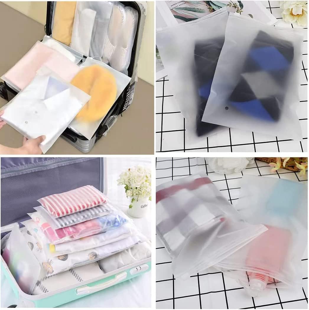 Reusable matte frosted zip storage bags, 40-pack, perfect for clothing protection, travel, and organization.