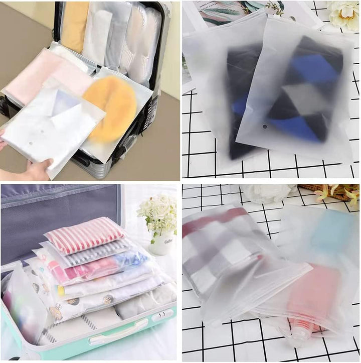Reusable matte frosted zip storage bags, 40-pack, perfect for clothing protection, travel, and organization.