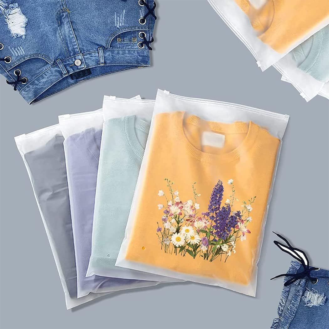 Vented, resealable frosted zip bags (40-pack) for clothing, travel organizer, and home storage solutions.
