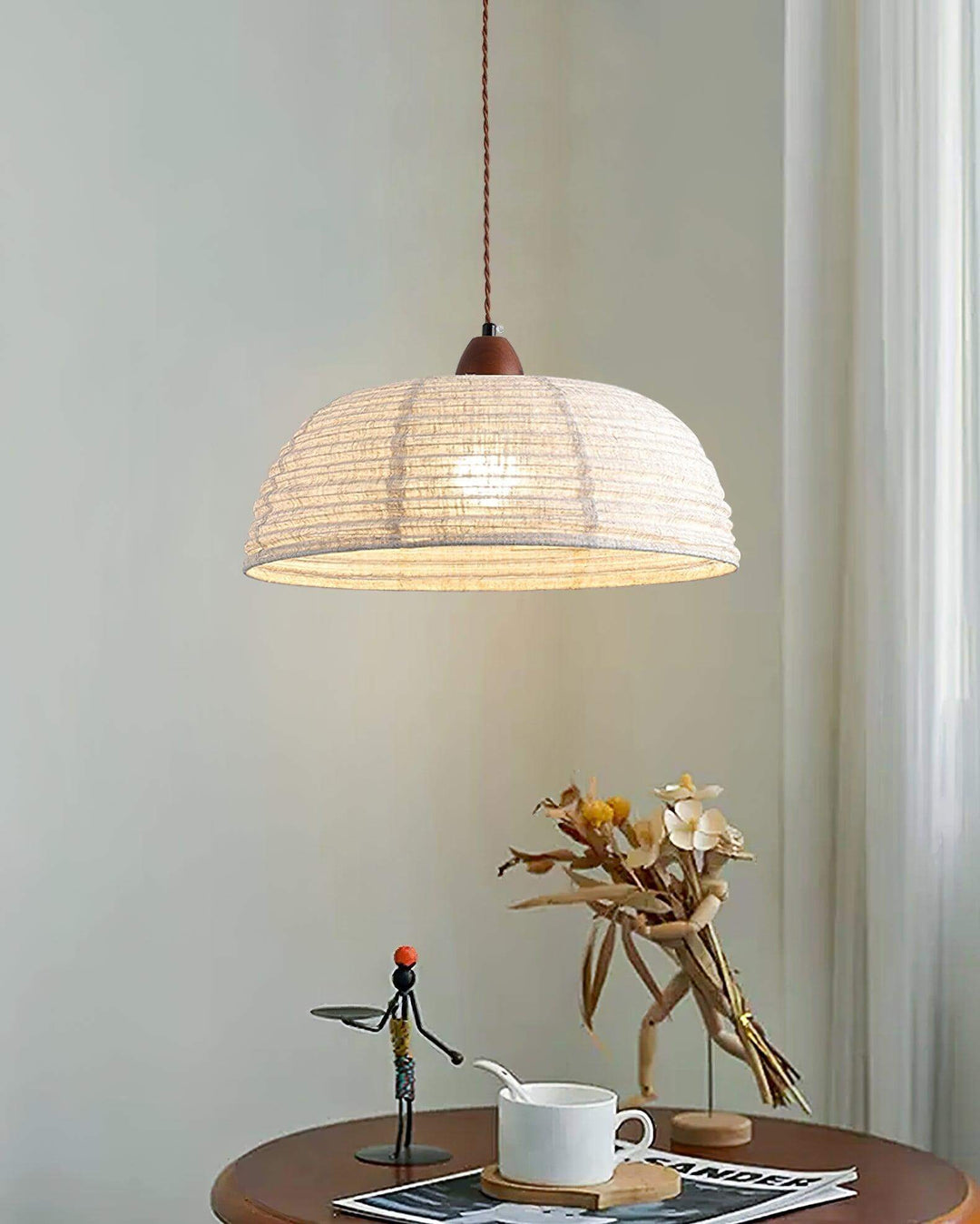 Wood & Fabric Pendant Lamp