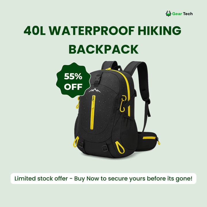 "40L waterproof hiking backpack with multiple compartments, adjustable straps, and durable design for outdoor adventures."