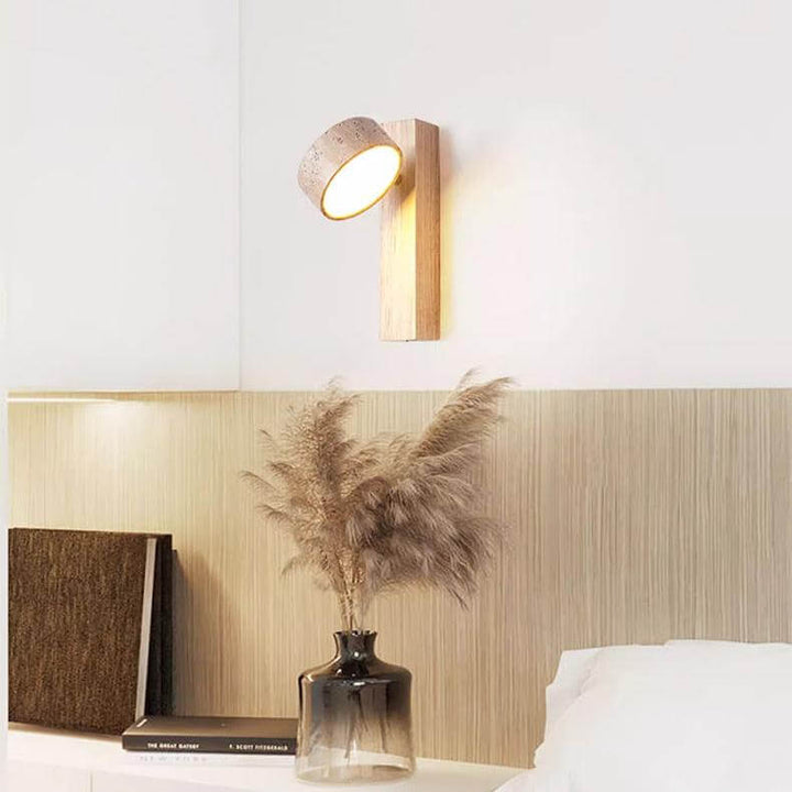 Rotatable Stone & Wood LED Wall Lamp