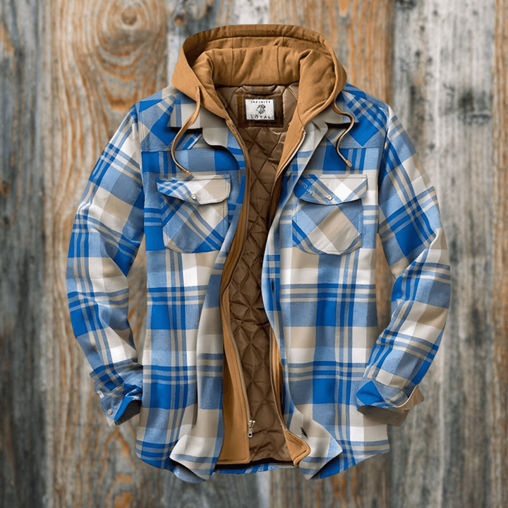 Men's Casual Checkered Jacket - Spring & Fall Regular Fit
