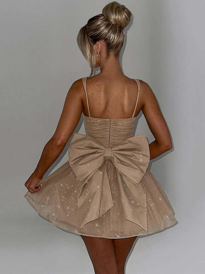 Women's Sleeveless A-Line Cocktail Dress with Bow Detail