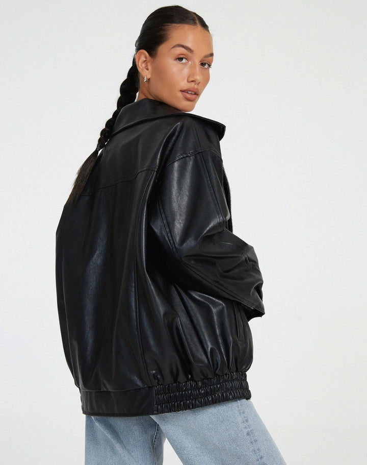 Oversized Women's Faux Leather Jacket