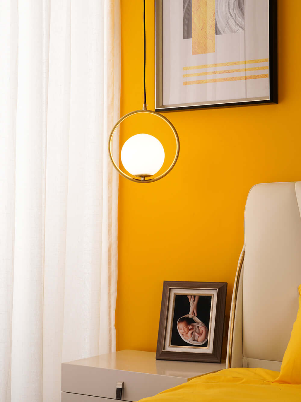 Modern Pendant Lamp with Metal & Glass
