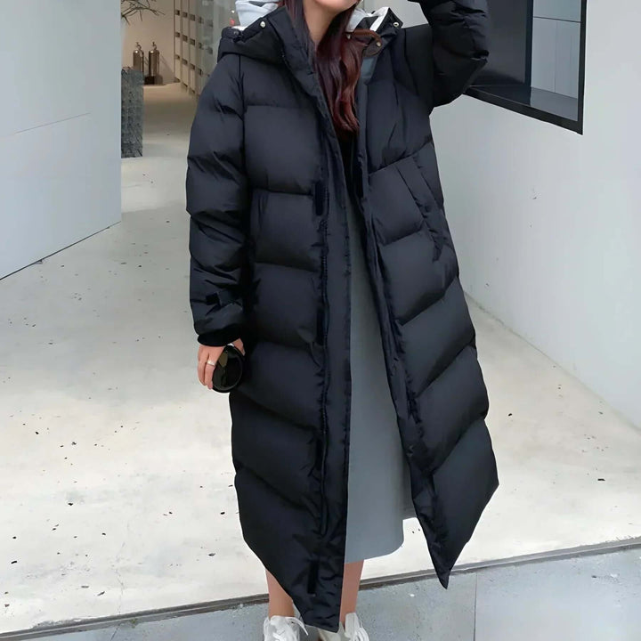 Women's Long Puffer Coat with Hood